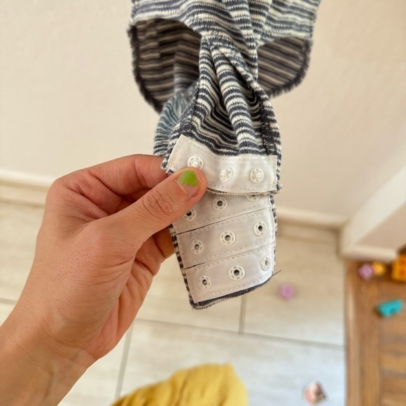 Madewell Blue White Ribbed Striped Sleeveless Henley Indie Bodysuit S - Picture 7 of 8